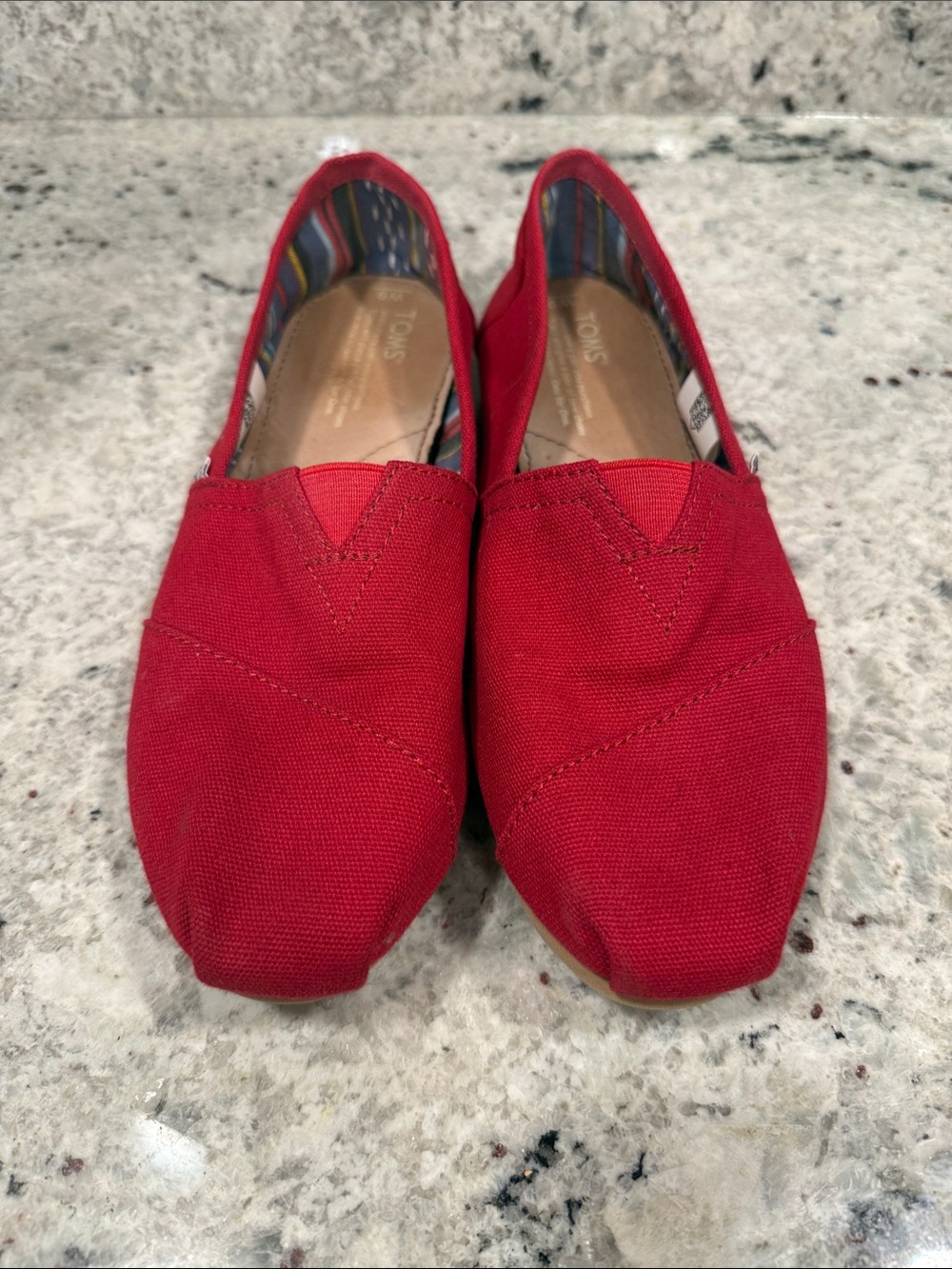 Toms Red Canvas Slip-On Flats